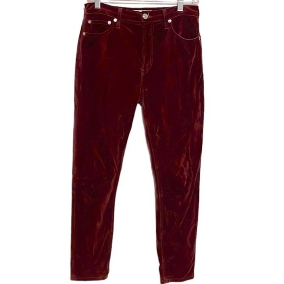 Re/Done Originals Velvet High Rise Ankle Crop Jeans Women’s Size 26 Pants Red - Picture 2 of 10